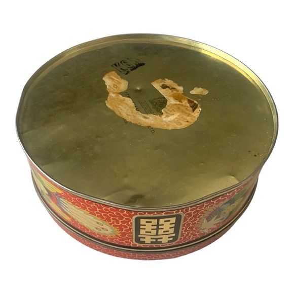 VTG England Asian Bird Motif Phoenix Metal Biscuit Tin Collectible Canister - Picture 8 of 12